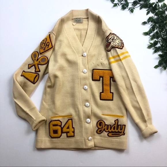 Dehen Letterman Varsity Wool Sweater 